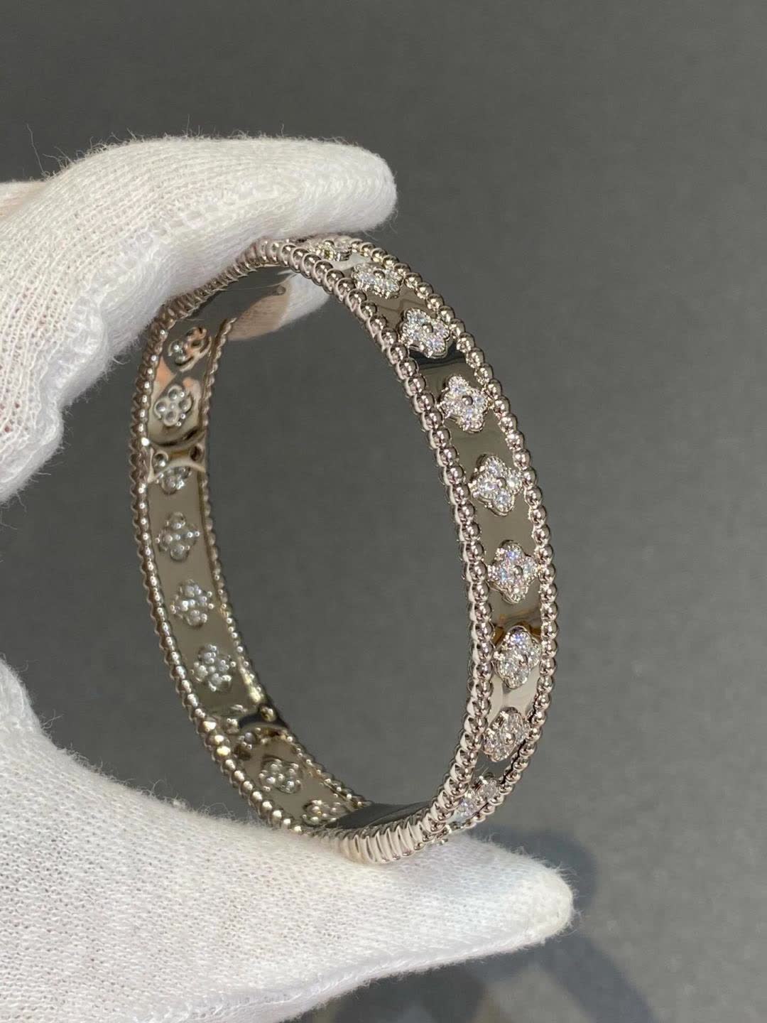 Van Cleef & Arpels Alhambra Diamond Bangle Bracelet